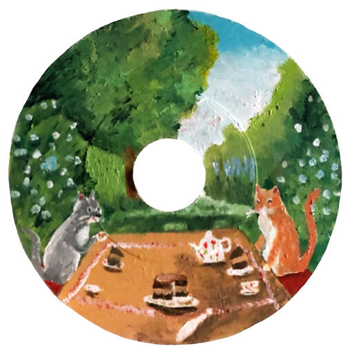 “Afternoon Picnic” (Acrylic on a record)