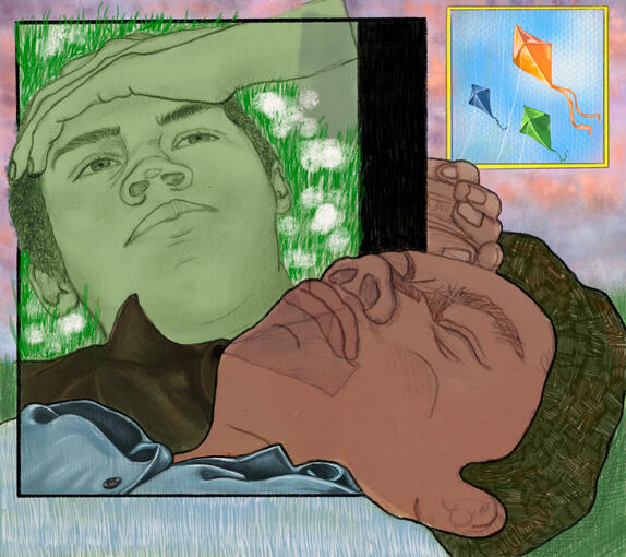 Picnic at the park (mixed media)